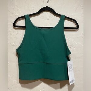 LULULEMON Power Pivot Green Ribbed Cropped Tank Top NWT